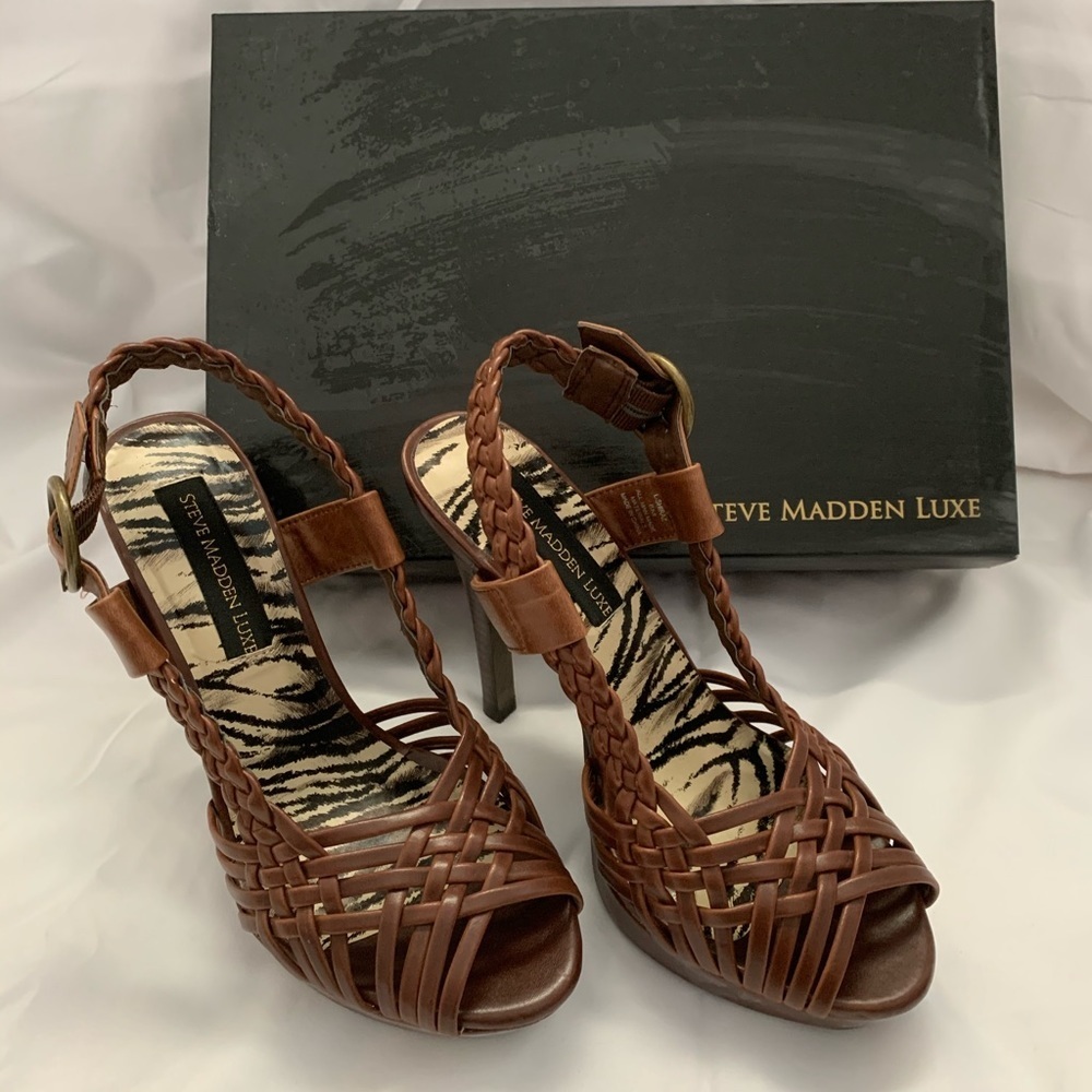 Steve Madden Luxe Cognac Leather Heels
